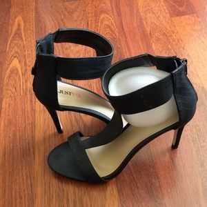 black ankle strap heels